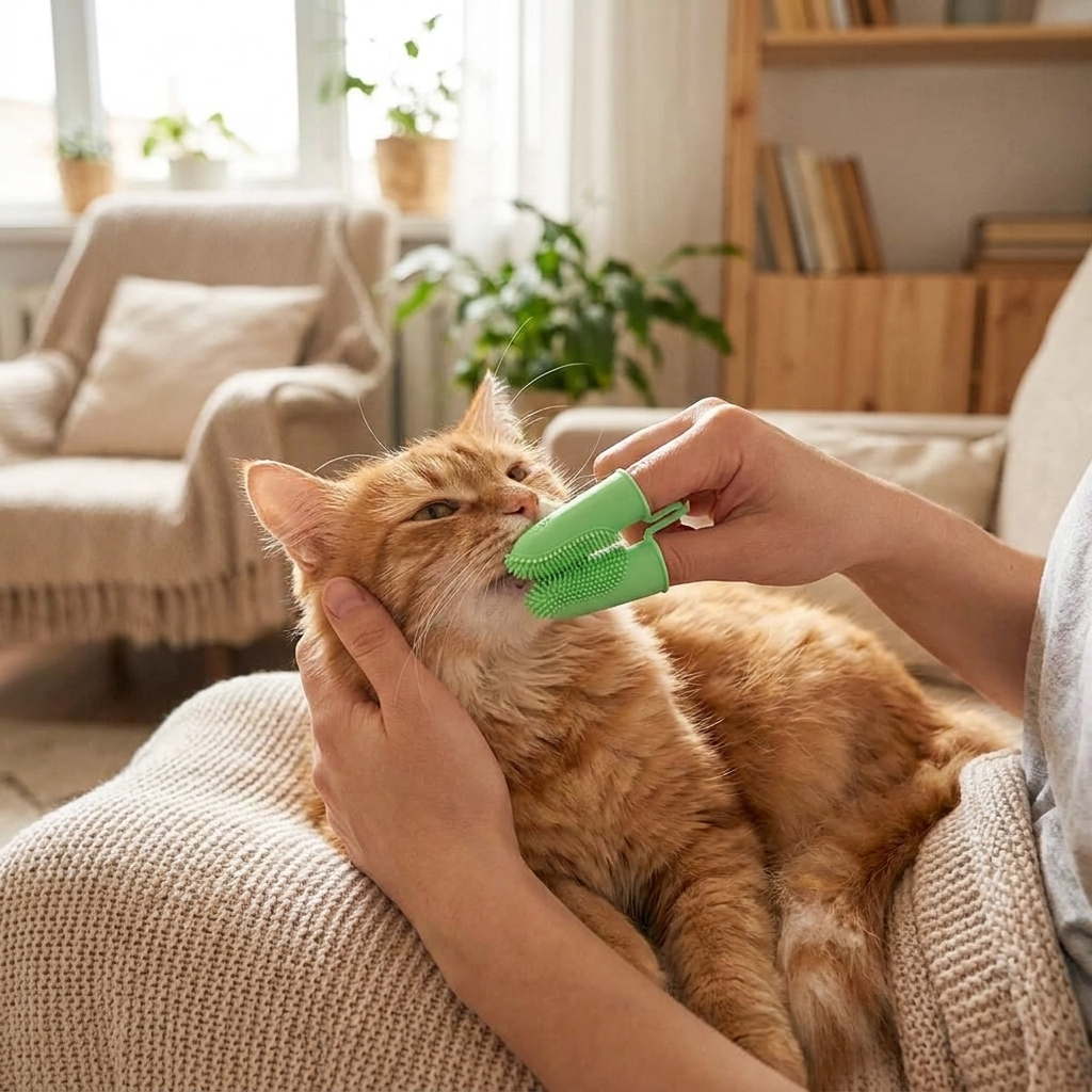Pet finger toothbrush lifestyle