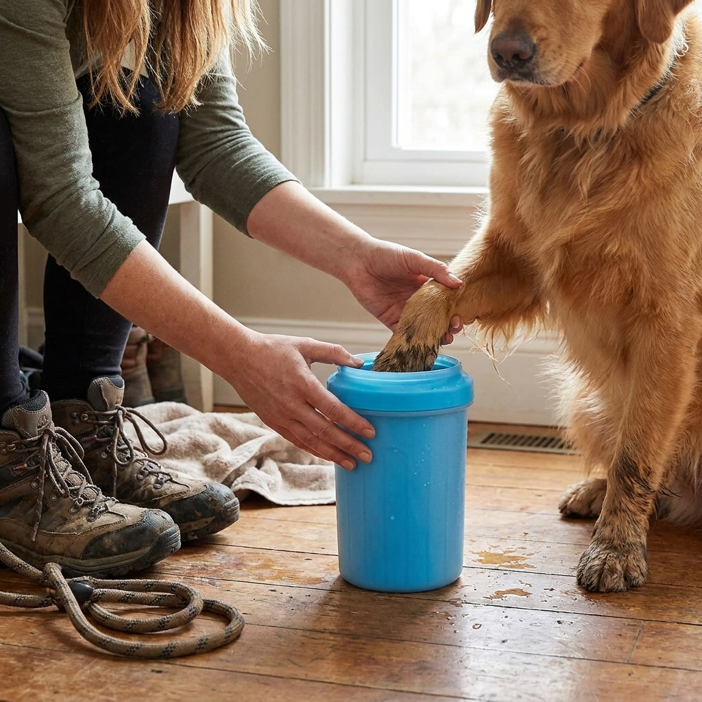Pet paw cleaner cup lifestyle