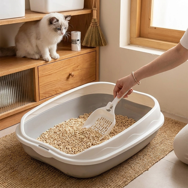 Splash-Proof Semi-Enclosed Cat Litter Box